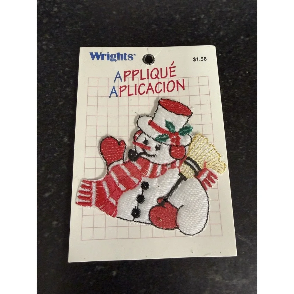 Vtg Wrights Christmas Applique Lot Of 7 Teddy Bears‎ Snowman Stocking Bell NOS